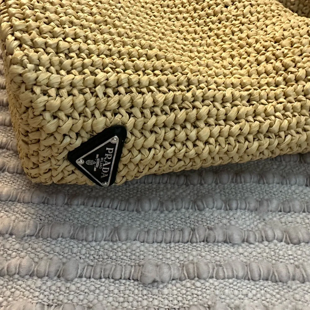 Prada Raffia Crochet Tote Bag Small - Picture 3 of 6